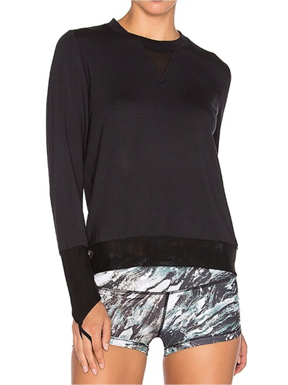 Alo Yoga Serene Long Sleeve Top with Mesh details and finger loops